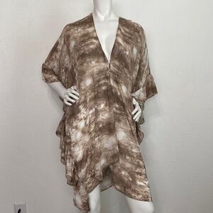 HYFVE "NEW" Mauve Short Sleeve Tie Dye Oversized Kimono Duster Size M